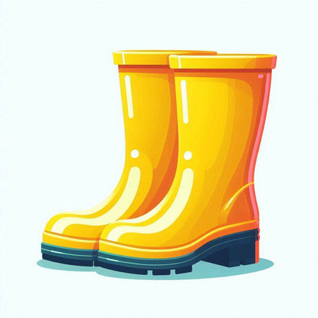 Rubber boots isolated on a white background. Vector illustration in cartoon style.のイラスト素材