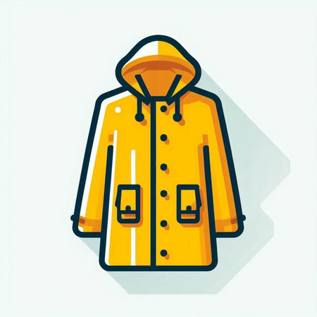 Yellow raincoat icon. Flat style vector illustration for web design.のイラスト素材