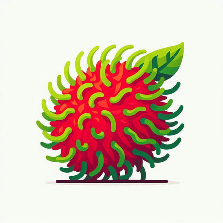 Rambutan vector illustration isolated on white background. Rambutan icon.のイラスト素材