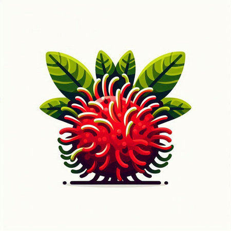 Red rambutan isolated on white background. Rambutan vector illustration.のイラスト素材