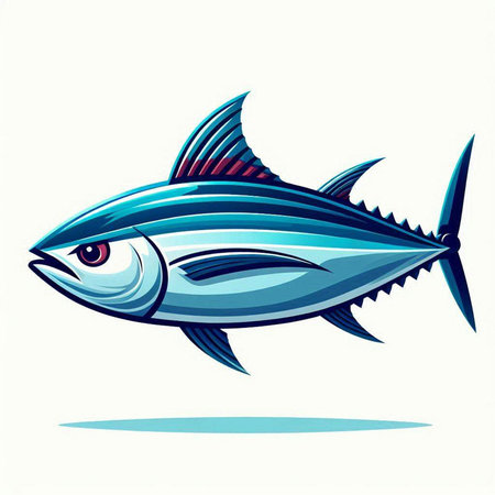 Illustration of a tuna fish isolated on a white background. Vector illustration.のイラスト素材