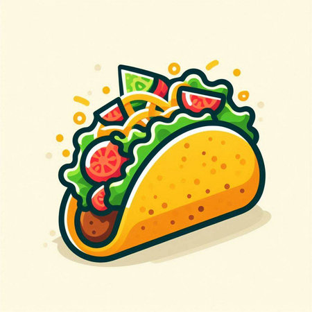 Taco icon in flat style. Mexican food. Vector illustration.のイラスト素材