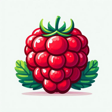 Raspberry isolated on white background. Vector illustration in cartoon style.のイラスト素材
