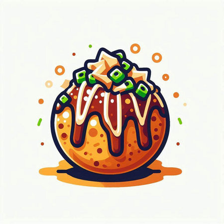 Vector illustration of a sweet donut with chocolate glaze and sprinkles.のイラスト素材