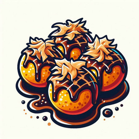 Tangerines with chocolate glaze, hand drawn vector illustration.のイラスト素材