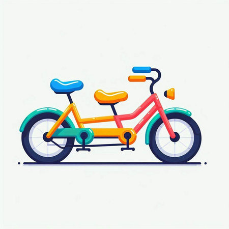 Colorful vector illustration of bicycle on white background. Flat style.のイラスト素材