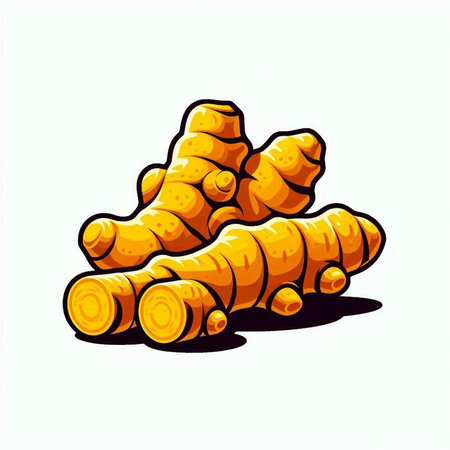 Ginger root isolated on white background. Hand drawn vector illustration.のイラスト素材