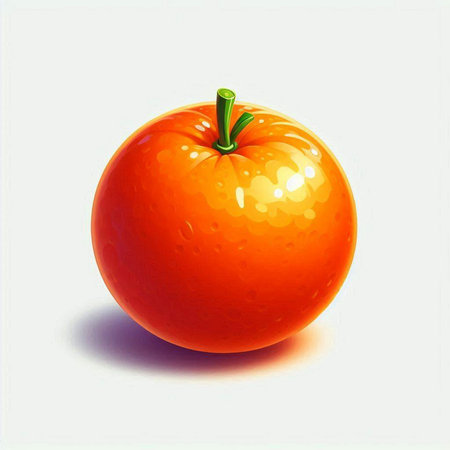 Illustration of a fresh orange on a white background with shadow.のイラスト素材