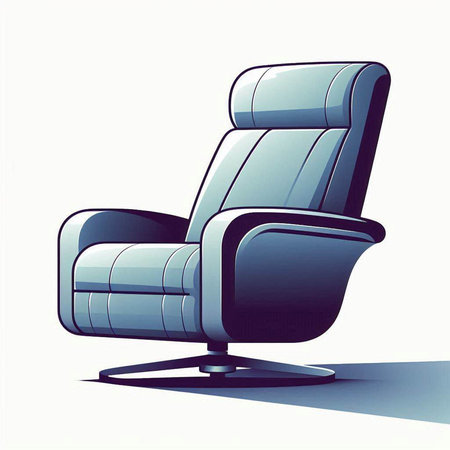 Vector illustration of a comfortable armchair in blue color on a white backgroundのイラスト素材