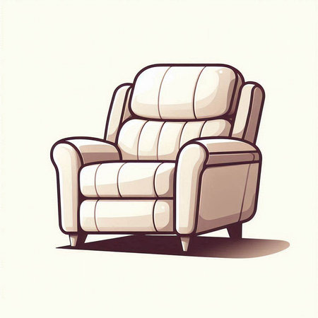 Comfortable armchair in cartoon style on white background. Vector illustration.のイラスト素材