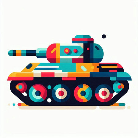 Retro tank isolated on a white background. Colorful vector illustration.のイラスト素材