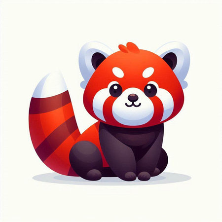 Cute red panda cartoon character. Vector illustration on white background.のイラスト素材