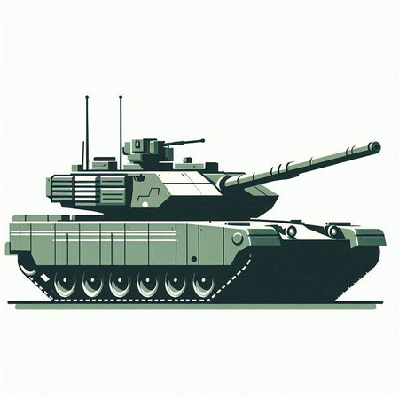 Military tank on a white background. Illustration in retro style.のイラスト素材