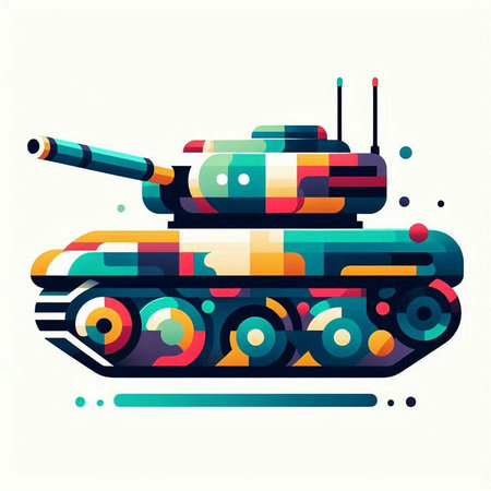 Vector illustration of military tank in flat style. Colorful design elementのイラスト素材