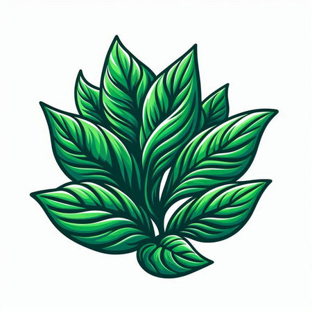 Green leaves on a white background. Vector illustration, EPS 10.のイラスト素材