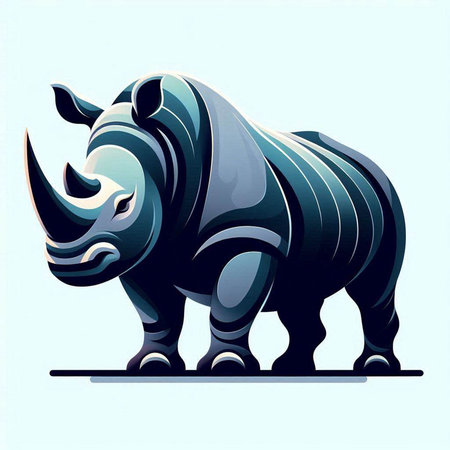 Illustration of a rhinoceros on blue background - vectorのイラスト素材