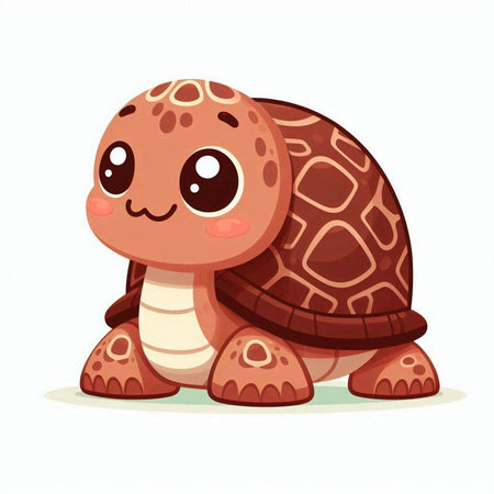 Cute cartoon turtle isolated on a white background. Vector illustration.のイラスト素材