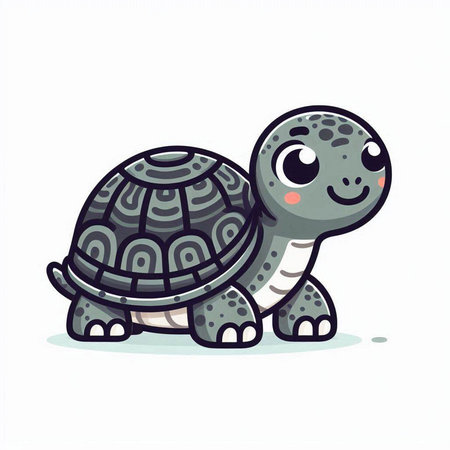 Cute cartoon turtle. Vector illustration isolated on a white background.のイラスト素材