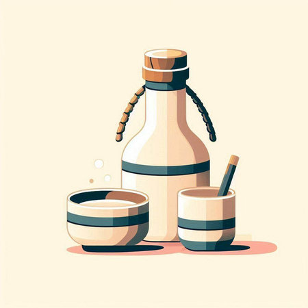 Illustration of shrimp and vegetables on a plate. Vector illustration.のイラスト素材