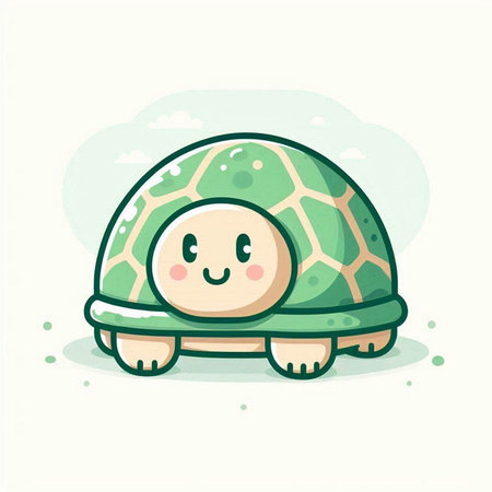 Cute turtle cartoon vector illustration. Cute baby turtle character.のイラスト素材