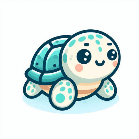 Cute cartoon turtle. Vector illustration isolated on a white background.のイラスト素材
