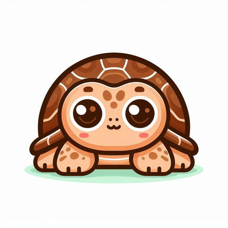 Cute cartoon turtle. Vector illustration isolated on a white background.のイラスト素材