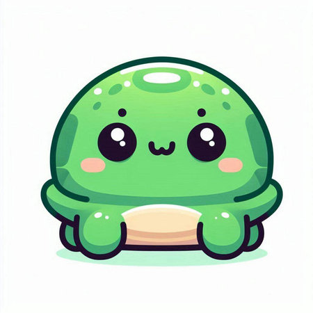 Cute cartoon turtle on white background. Vector illustration of cute turtle.のイラスト素材
