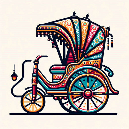 Tuk Tuk, traditional indian taxi, vector illustration.のイラスト素材