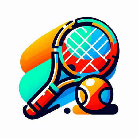 Tennis racket and balls on a light background. Vector illustration.のイラスト素材