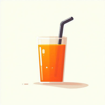 Orange juice in a glass with a straw. Vector illustration. Eps 10のイラスト素材