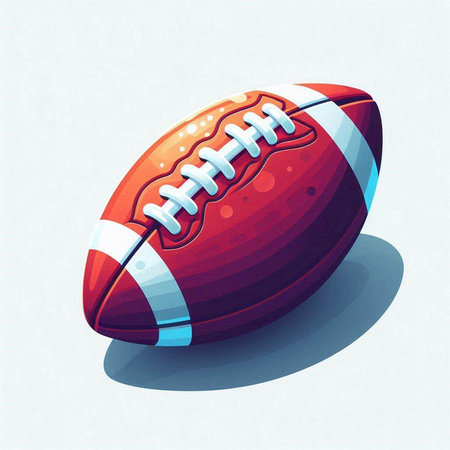 American football ball isolated on white background. Vector illustration in cartoon style.のイラスト素材