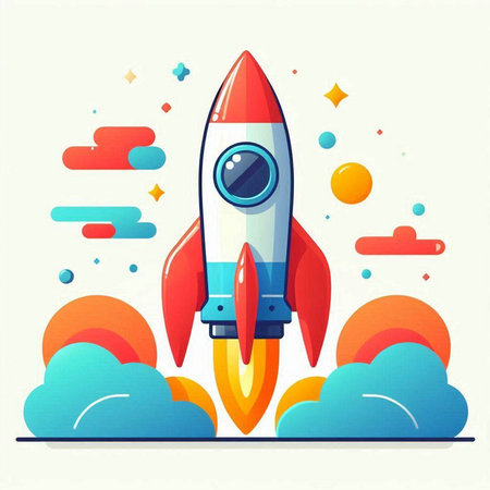 Rocket launch. Start up business. Flat design style vector illustration.のイラスト素材