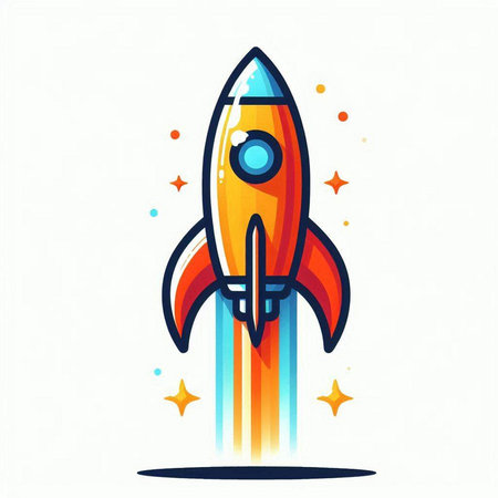 Space rocket icon on white background. Vector illustration. Eps 10.のイラスト素材