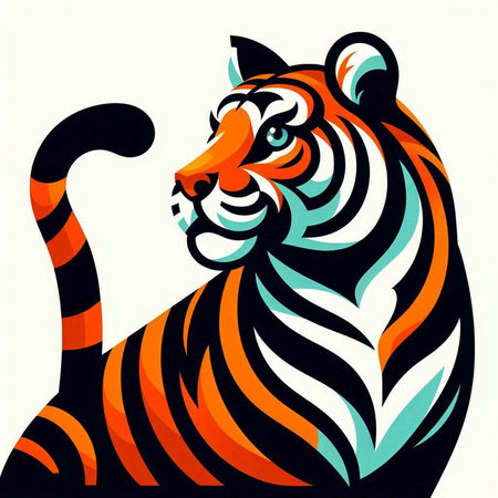 tiger head on a white background, vector illustration, epsのイラスト素材
