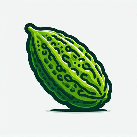 Bitter melon isolated on a white background. Vector illustration.のイラスト素材