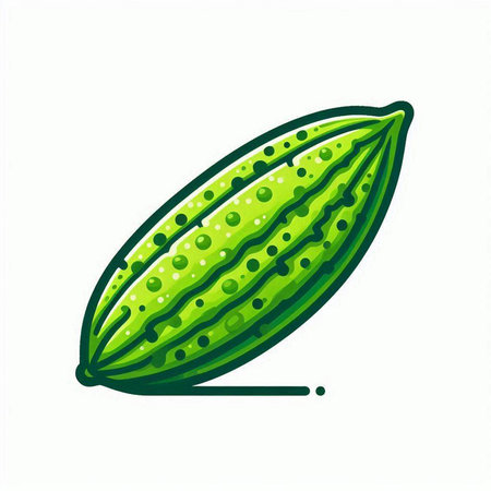 Cucumber icon. Vector illustration of green bitter melon.のイラスト素材