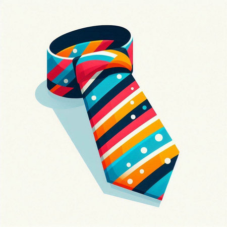Colorful striped necktie on a white background. Vector illustration.のイラスト素材