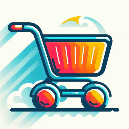Shopping cart icon in flat style. Vector illustration for your design.のイラスト素材