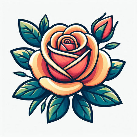 Vector illustration of rose flower. Isolated on a white background.のイラスト素材