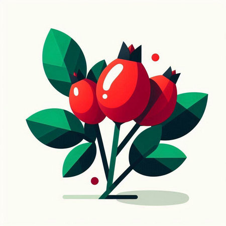Bouquet of rose hips. Vector illustration in flat style.のイラスト素材