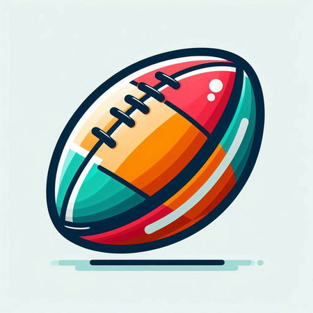 Colorful rugby ball icon isolated on white background. Vector illustration.のイラスト素材