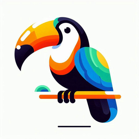 Tropical toucan bird. Colorful vector illustration isolated on white background.のイラスト素材
