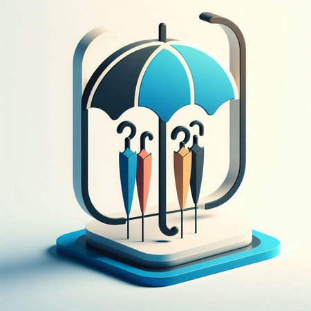 Umbrella icon on a white background. 3D illustration.のイラスト素材