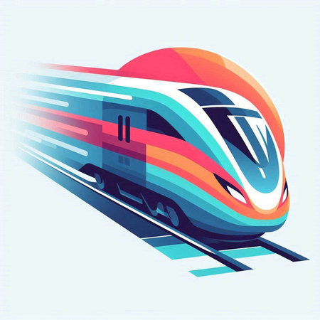Modern high-speed train, abstract vector illustration on blue background.のイラスト素材
