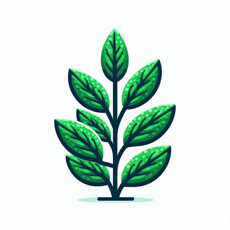 Green leaf icon in flat style. Vector illustration. Isolated on white backgroundのイラスト素材