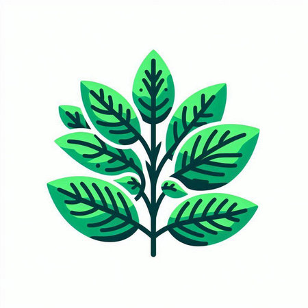 Green leaves icon isolated on white background. Vector illustration. Eps 10.のイラスト素材