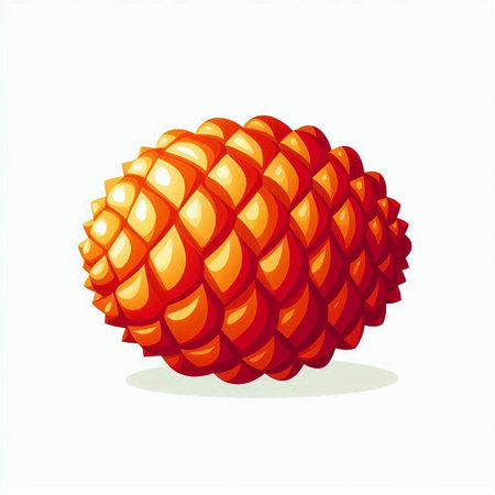 Pine cone isolated on white background. Vector illustration in cartoon style.のイラスト素材