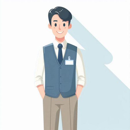 Businessman in suit and tie. Vector illustration in cartoon style.のイラスト素材