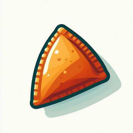 Illustration of an orange triangle on a white background. Vector illustrationのイラスト素材