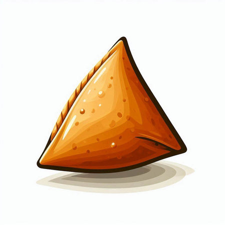 Illustration of a piece of samosas on a white backgroundのイラスト素材
